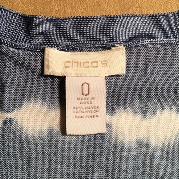 CHICO’S Spring Summer Cardigan, NWOT, Blue/White TIE DYE, Chico’s Size ZERO - Picture 3 of 8